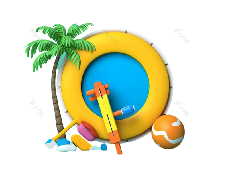 叶子图片,夏天元素,插画PNG,椅子免抠素材